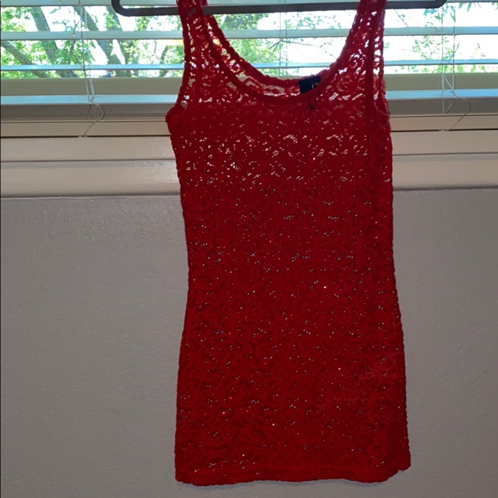 Red lace tank top
